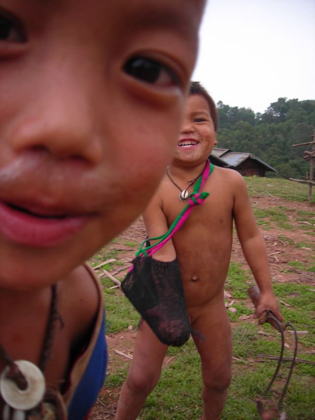 akha kids somewhere in the jungle in nothern Laos