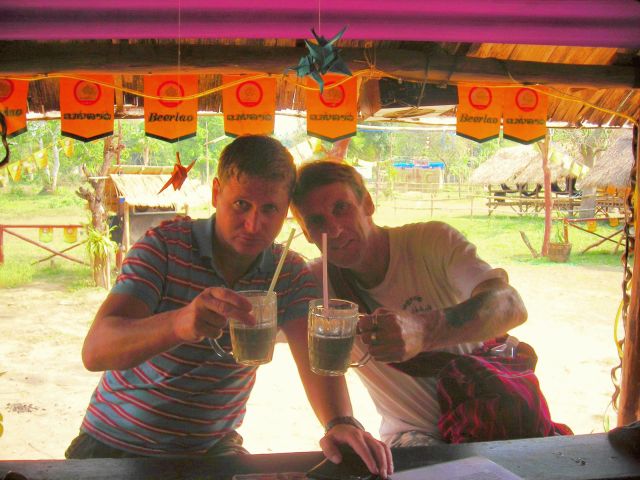 me and Terry the Kiwi having a mushroom shake in Vang Vieng